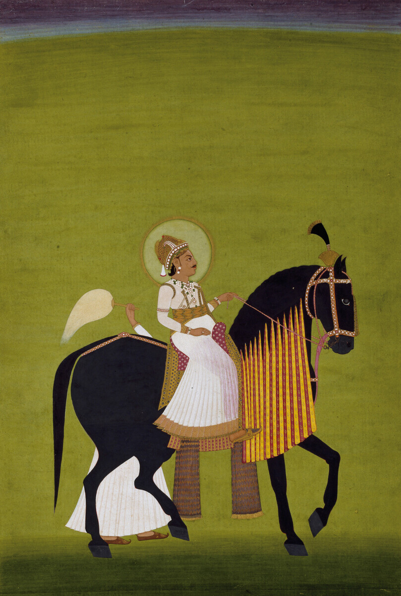 Maharaja Sawai Pratap Singh Rides the Horse Dhajrao