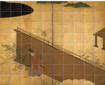 'One of two 6-fold screens - Tales of Ise' Ceramic Tile Mural