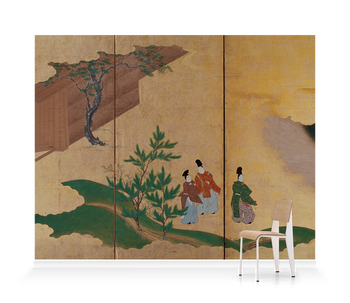 'Six-fold Screen Left Panels Depicting Tales of Ise' Wallpaper Murals