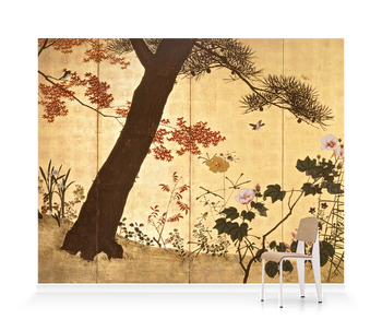 'Bird and Flowers of the Four Seasons Screens 1-4' Wallpaper Murals