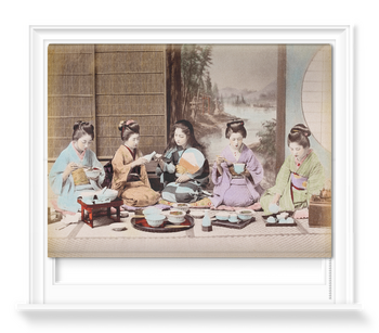 'A group of Japanese women eating a meal' Roller Blind