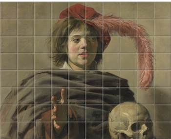 'Young Man holding a Skull' Ceramic Tile Mural