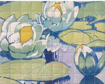 'Water Lilies' Ceramic Tile Mural