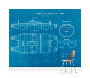 'Plan of 10ft punt or balsa life raft' Wallpaper Mural