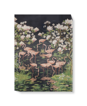 'Flamingoes and Magnolia Scenic Midnight' Canvas wall art