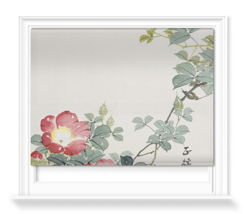 'Wasp, Red Flower & Foliage' Roller Blind