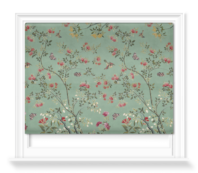 'Camellia Chinoiserie Jade Green' Roller blinds