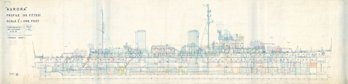 HMS 'Aurora' inboard profile plan as fitted