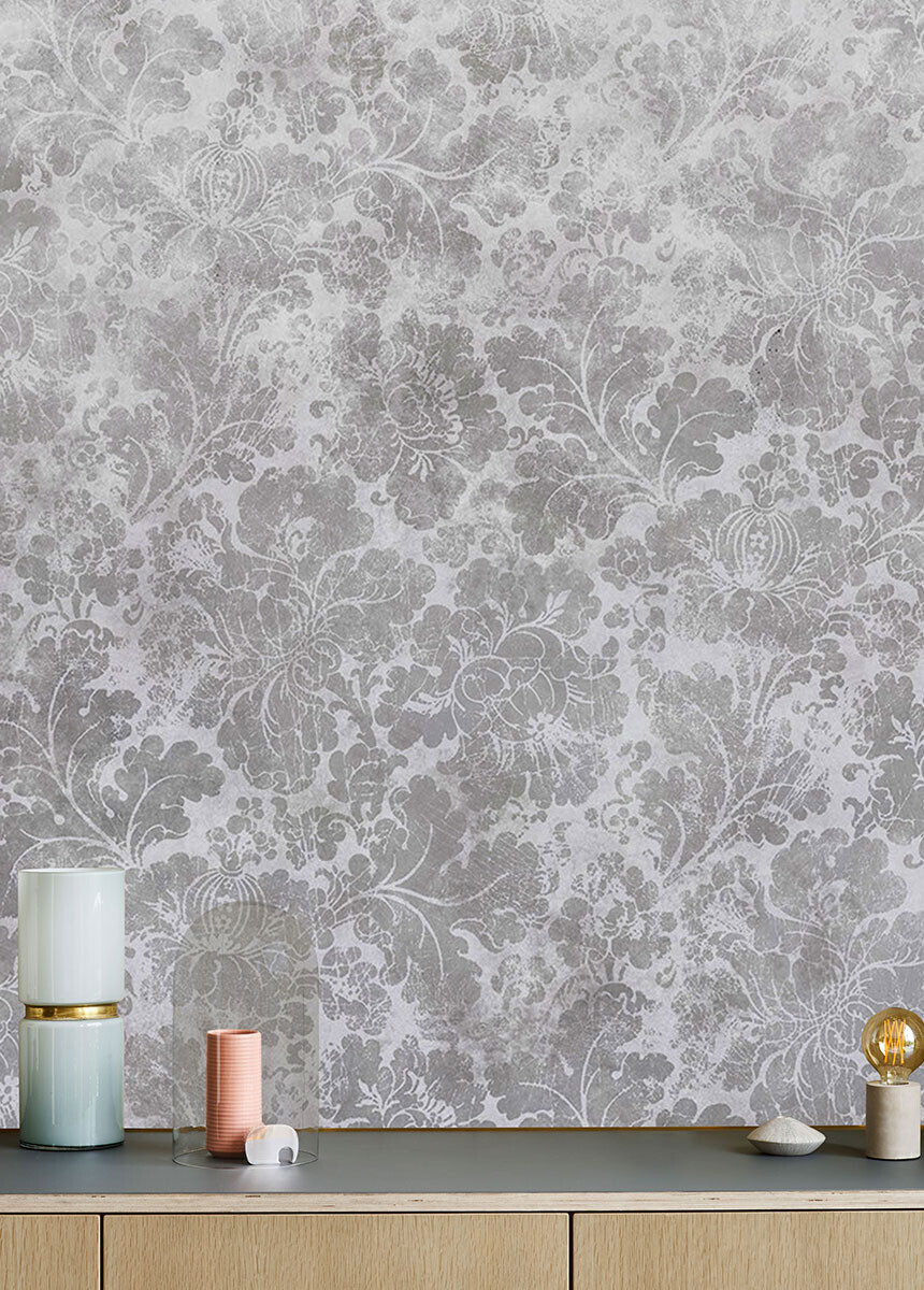 'Cranford Damask Dove Grey' Wallpaper murals