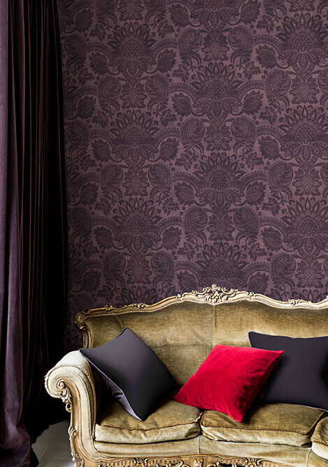 'Lydiard Damask Mulberry' Mural Wallpaper