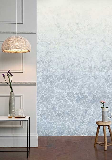 'Cranford Damask Mist Blue' Wallpaper mural