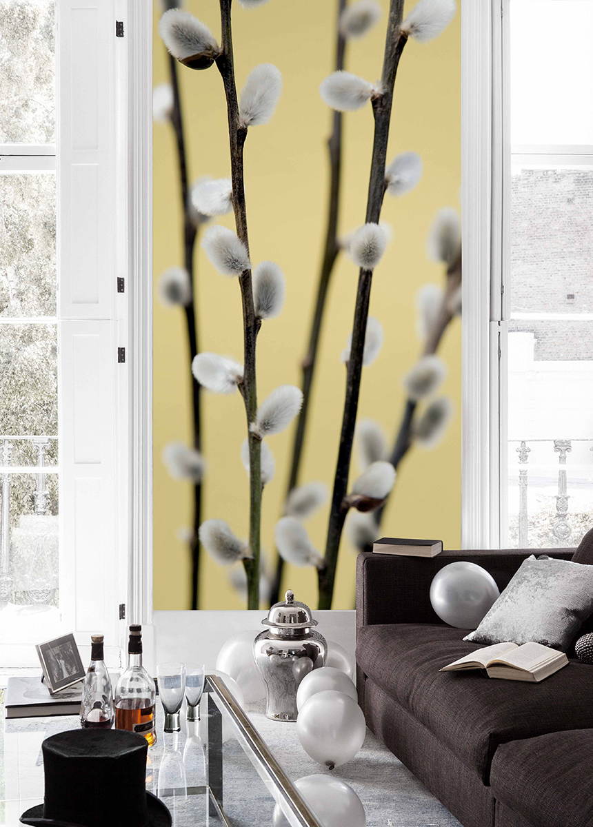 'Catkin on Yellow I' Wallpaper Mural