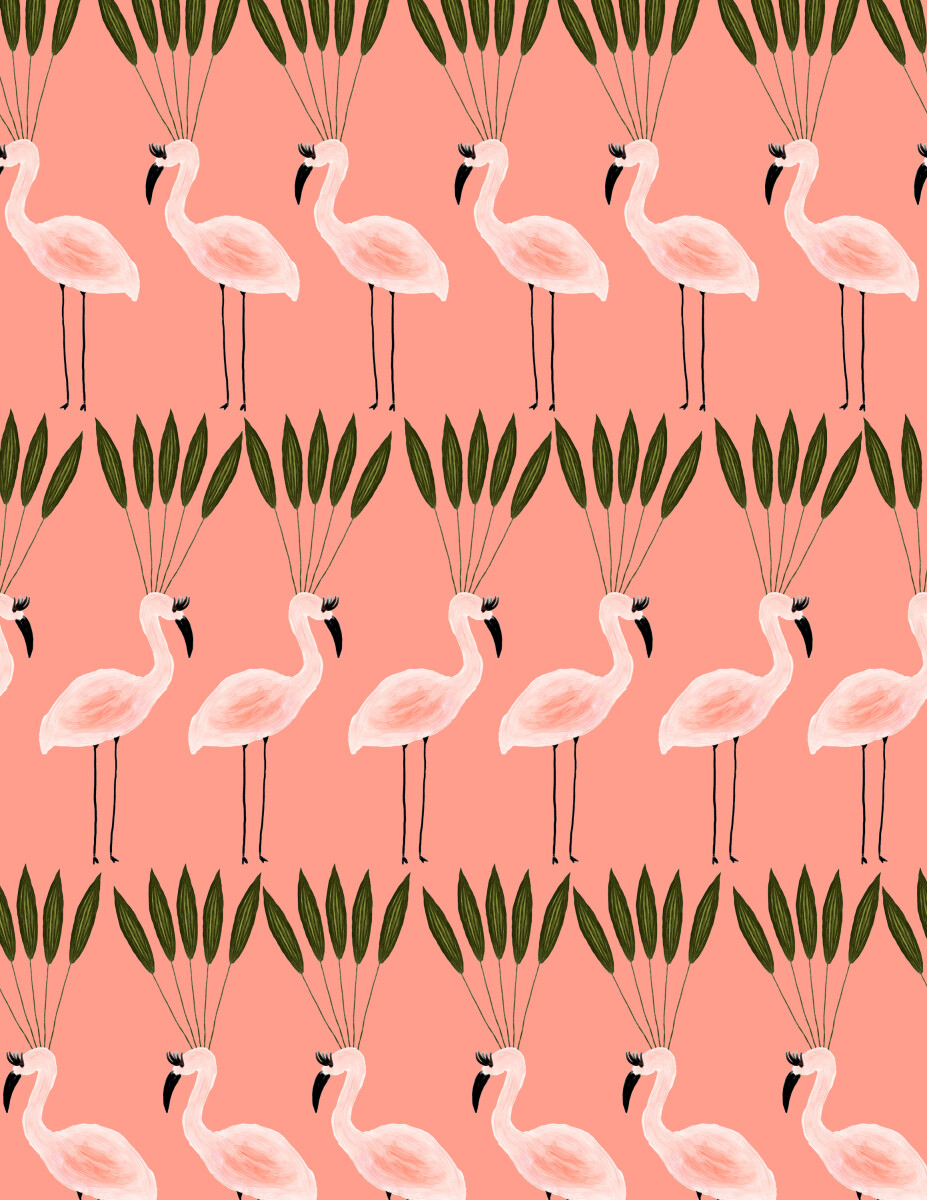 'Leaf Crown Flamingos' Wallpaper Murals | SurfaceView
