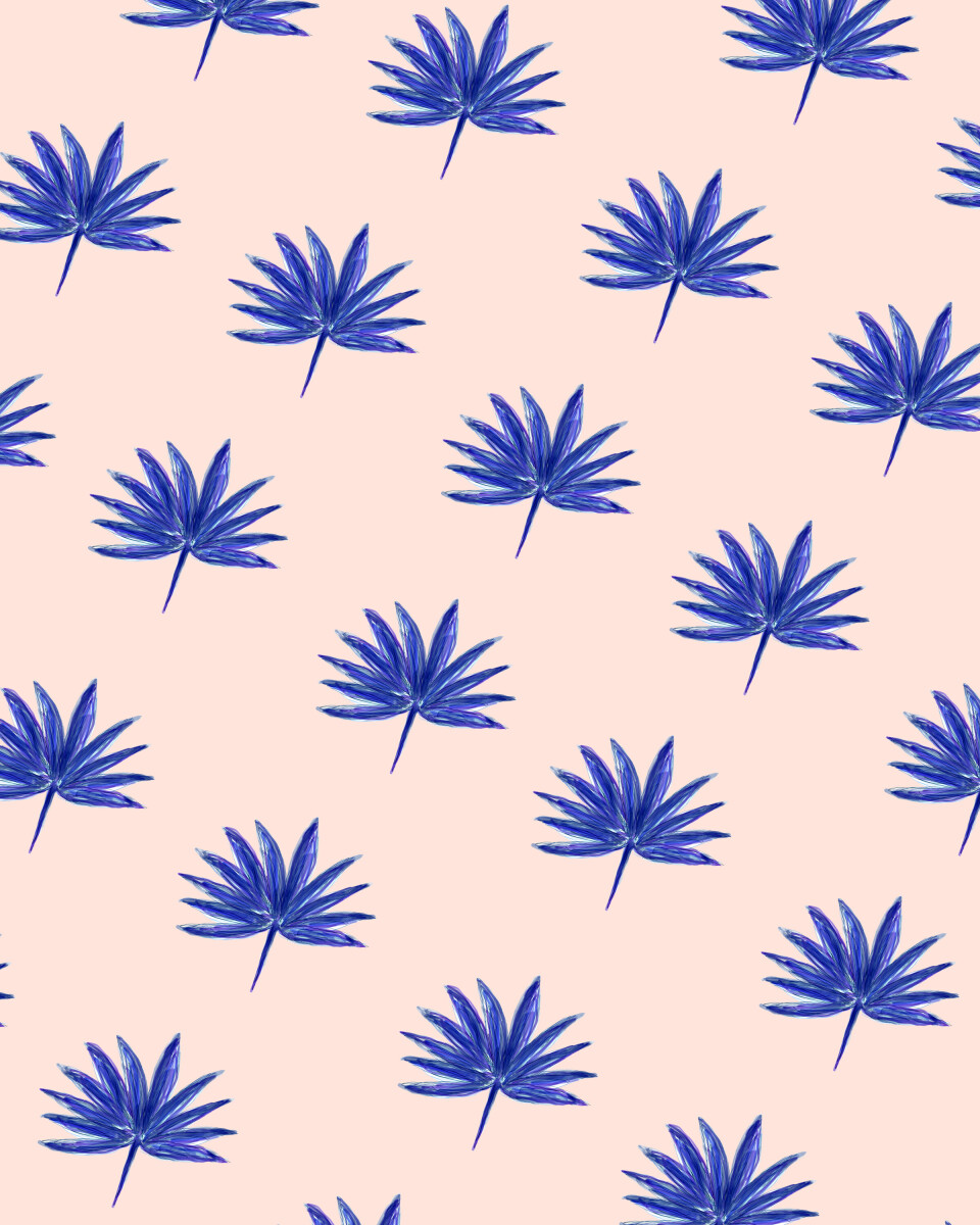 Blue Palms on Pink
