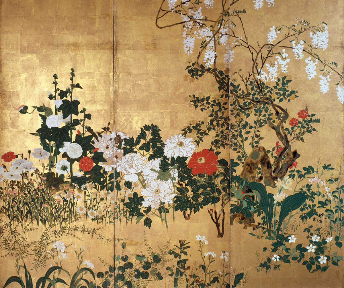 Screen with Spring and Summer Flowers