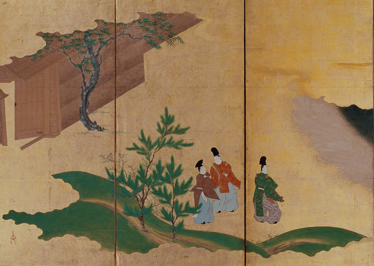 Six-fold Screen Left Panels Depicting Tales of Ise