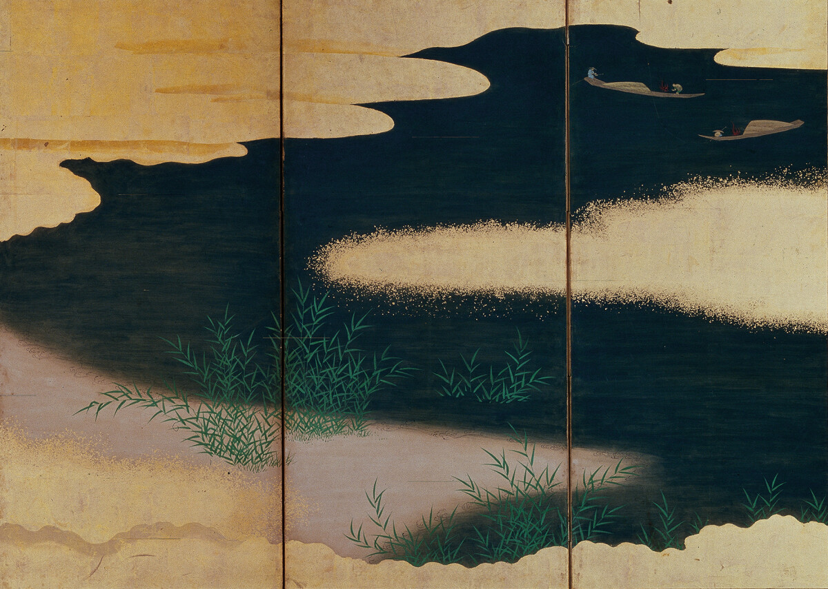 Six-fold Screen Right Panels Depicting Tales of Ise