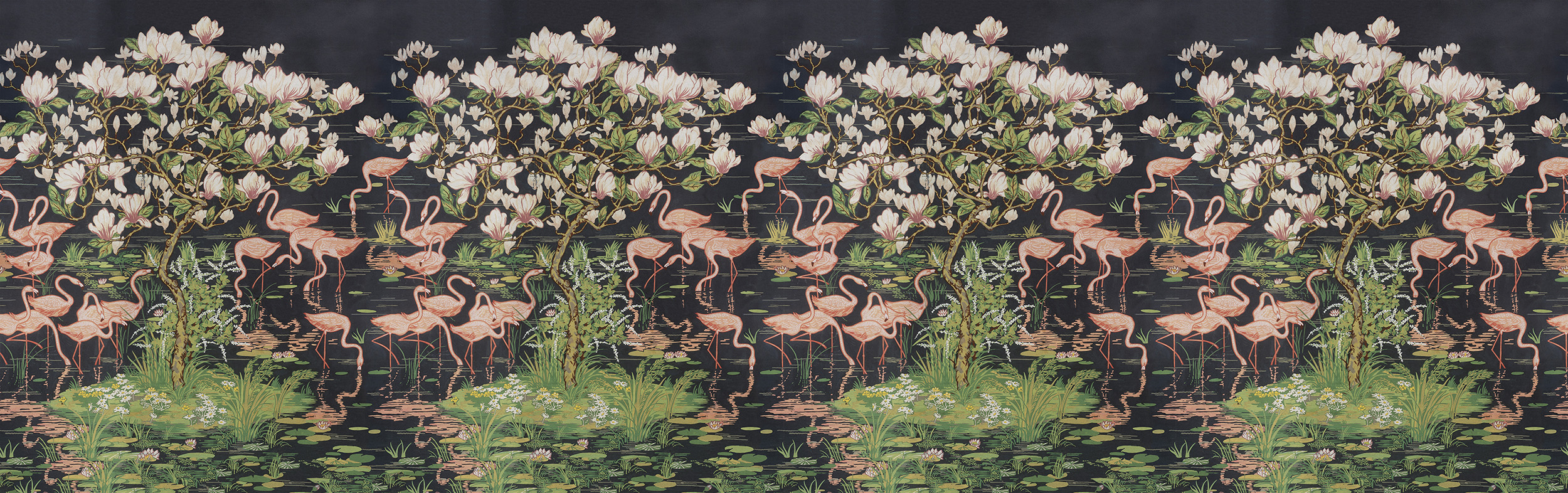 Flamingoes and Magnolia Scenic Midnight