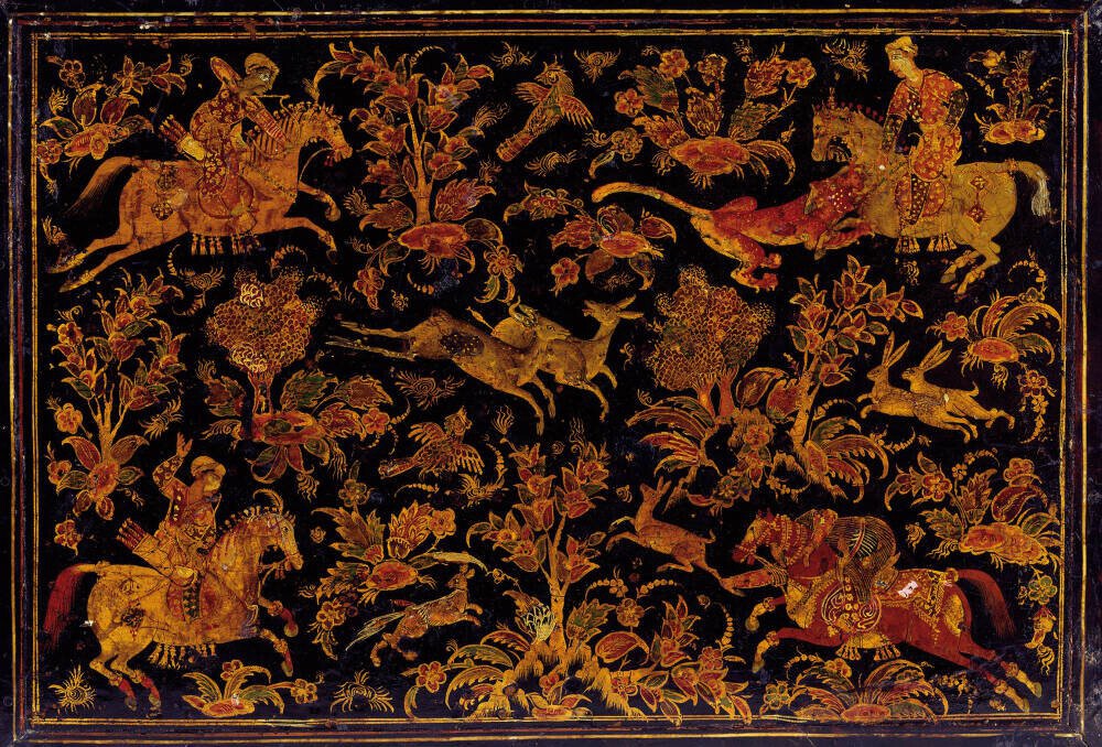 Writing Cabinet Decorated with Hunting Scenes