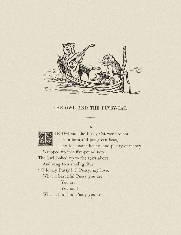 The Owl and the Pussycat in their boat