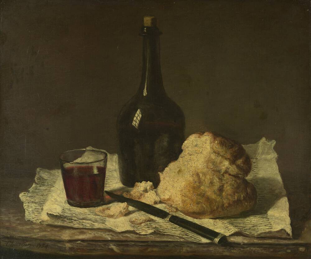 Still Life with Bottle, Glass and Loaf