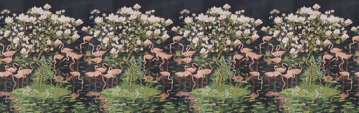 Flamingoes and Magnolia Scenic Midnight