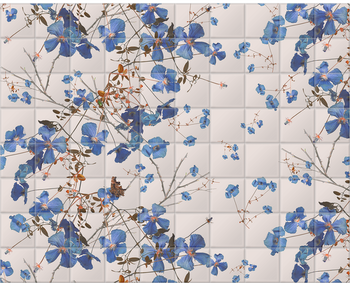 'Clematis Powder Blue' Ceramic Tile Mural