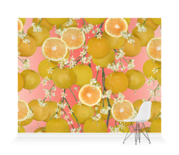 'Citrus Grapefruit' Wallpaper Mural