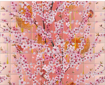 'Honey Blossom' Ceramic Tile Mural