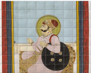 'Portrait of a Seated Raja' Ceramic Tile Mural