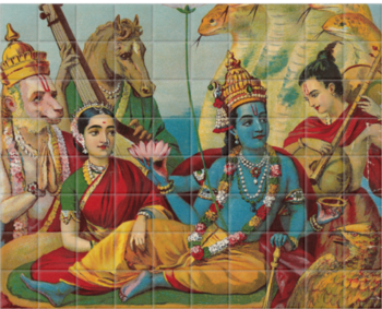 'Sesa-sai Vishnu' Ceramic Tile Mural