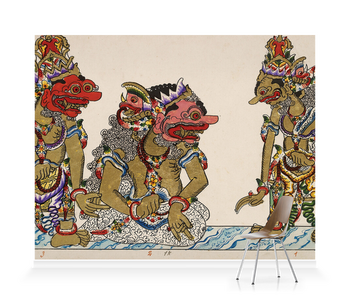 'Card showing Javanese Wayang figures II' Wallpaper Mural