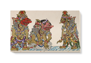 'Card showing Javanese Wayang figures II' Canvas Wall Art