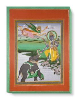 'Krishna and the Elephant' Canvas Wall Art