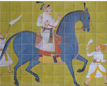 'Marahaja Pratap Singh of Sewar Riding' Ceramic Tile Mural