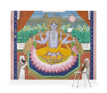'Vishnu on a Lotus Petal Throne' Wallpaper Mural