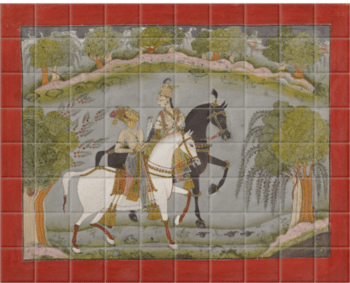 'Baz Bahadur and Rupmati' Ceramic Tile Mural