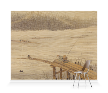 'Fisherman on a Pier' Wallpaper Mural