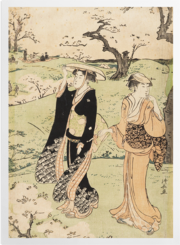 'Cherry Blossom Viewing at Mount Asuka' Art Prints