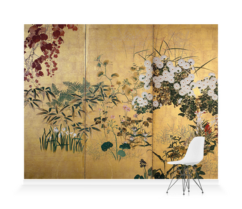 ' Screen with Autumn and Winter Flowers' Wallpaper Murals