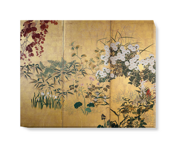 ' Screen with Autumn and Winter Flowers' Canvas Wall Art