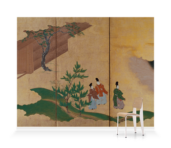 'Six-fold Screen Left Panels Depicting Tales of Ise' Wallpaper Murals