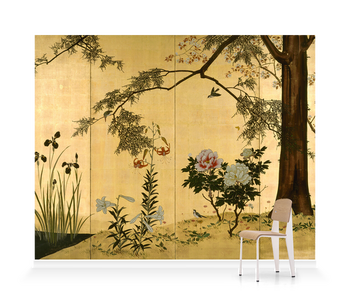 'Bird and Flowers of the Four Seasons Screens 5-8' Wallpaper Murals