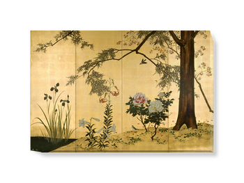'Bird and Flowers of the Four Seasons Screens 5-8' Canvas Wall Art