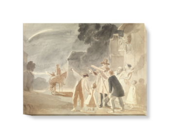 'Looking at Halley's Comet, watercolour by John James Chalon (1835)' Canvas wall art