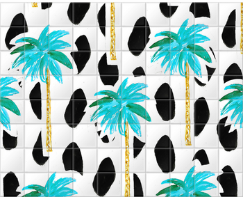 'Palm Trees and Dots' Ceramic Tile Murals