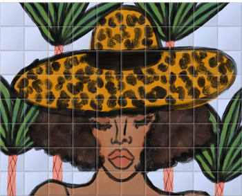 'Leopard Hat Girl' Ceramic Tile Murals