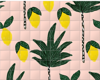 'Palm Trees and Lemons' Ceramic Tile Murals
