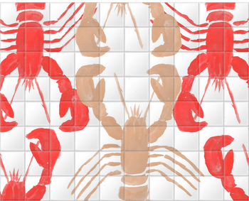 'Abstract Lobster Print' Ceramic Tile Murals