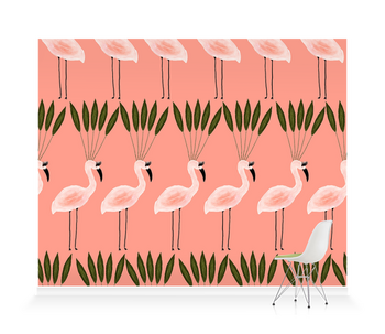 'Leaf Crown Flamingos' Wallpaper Murals